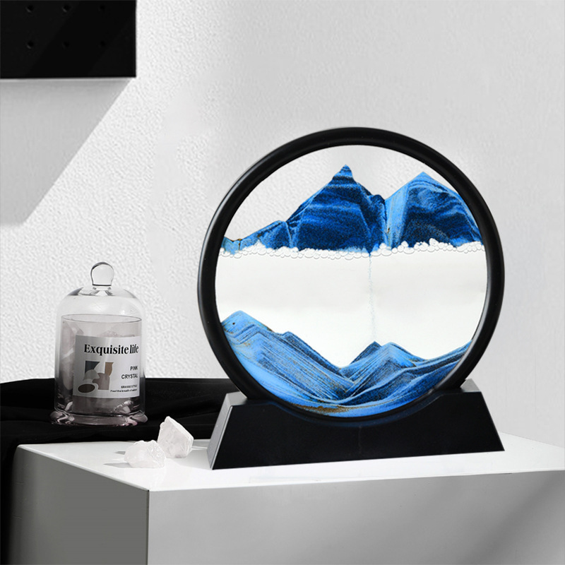 Creative hourglass moving sand painting decoration living room tabletop wine cabinet decoration Office furniture housewarming glass crafts Application Scenario