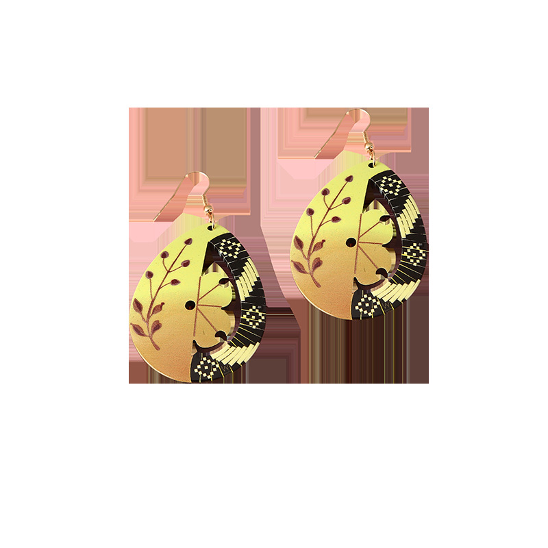 Cross-Border Earrings Yellow Drop Earrings Gold Contrast Earrings Exaggerated Earrings Travel Souvenirs Women's Earrings Item Picture