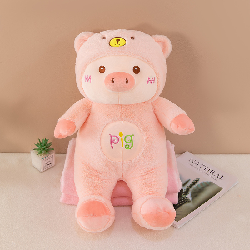 Piglet throw pillow quilt two-in-one blanket company gift car nap pillow office air conditioning pillow details Picture