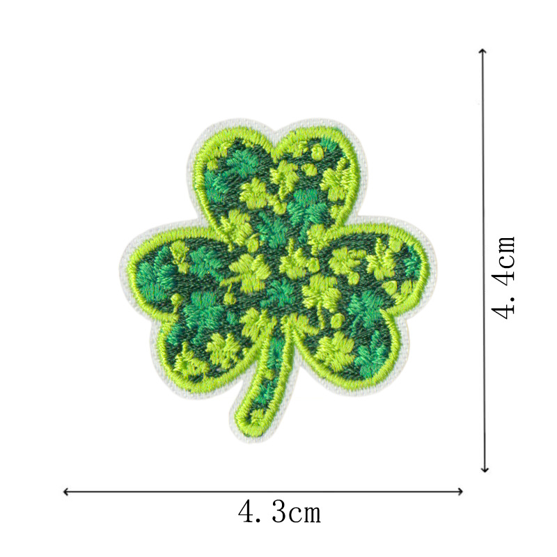 圣帕特里克节装扮刺绣布贴节日点缀三叶草补丁贴刺绣贴片绿色树叶详情21