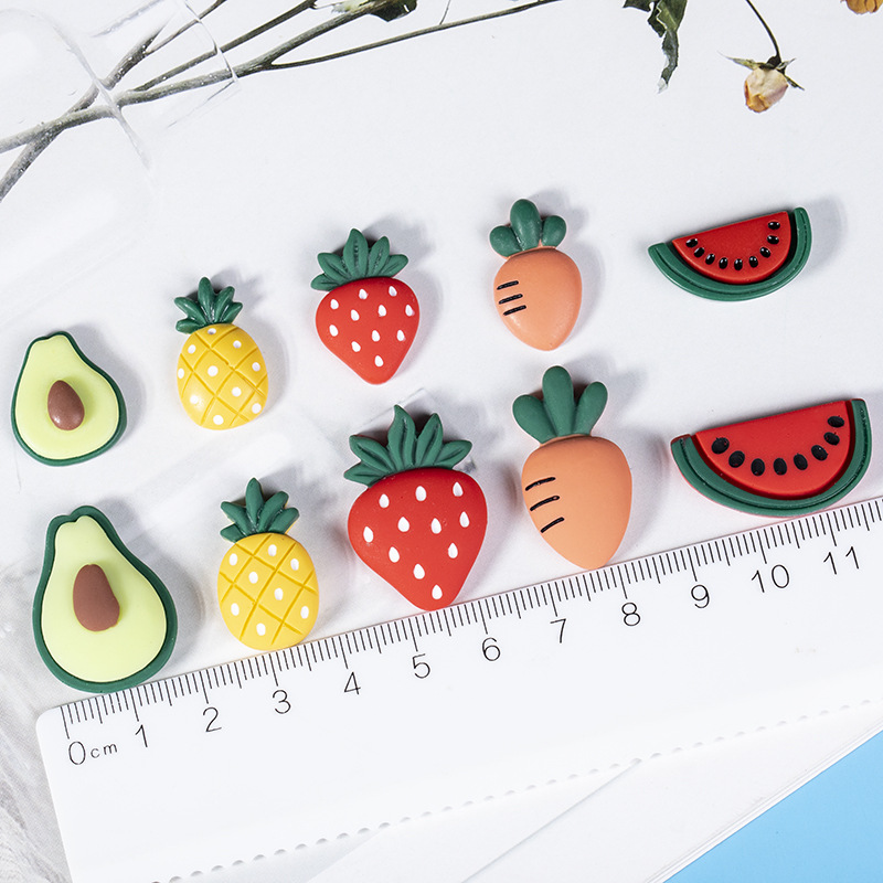 Cartoon fruit resin accessories, simulated strawberries, watermelons, pineapples, diy cream glue phone cases, patches, hair accessory materials details Picture
