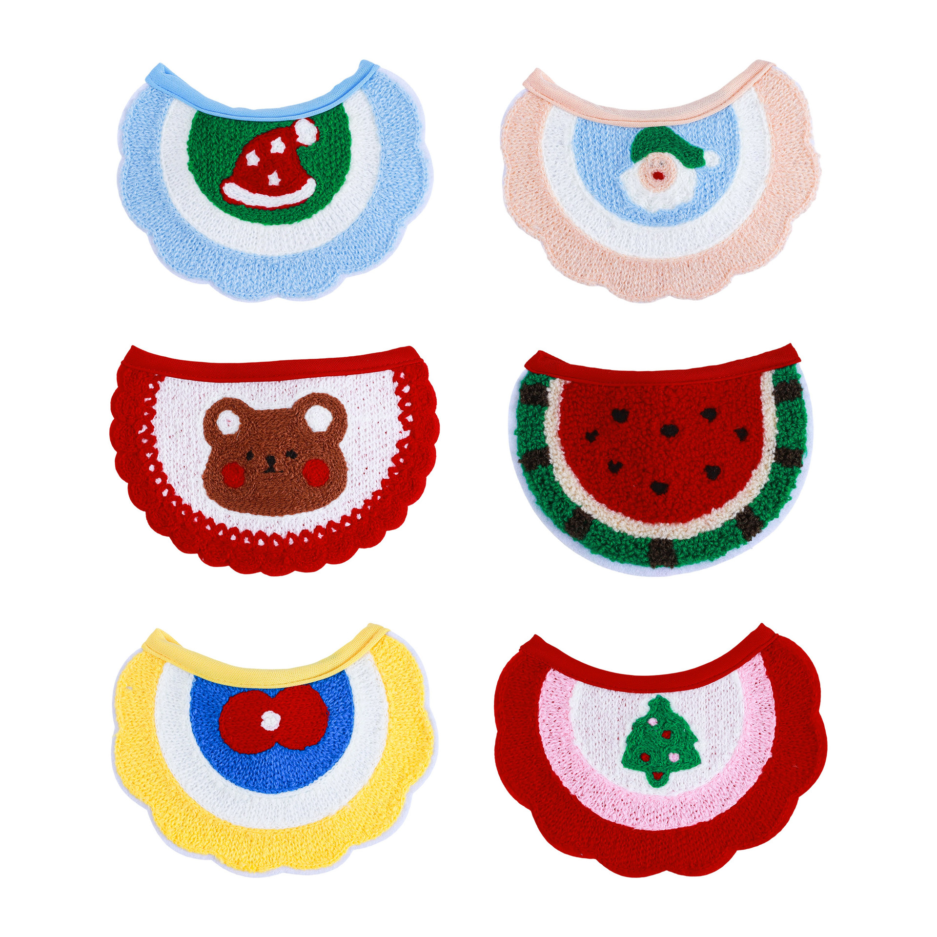 Pet bibs, cat collars, knitted cute cartoon dog wipes, neck accessories, cross-border pet supplies Item Picture