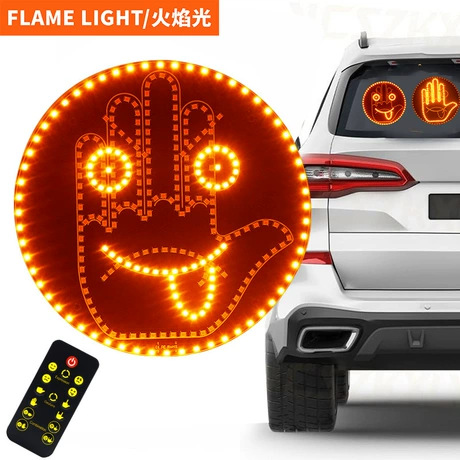 跨境车载LED趣味表情灯笑脸灯后窗多功能警示手势灯手掌灯