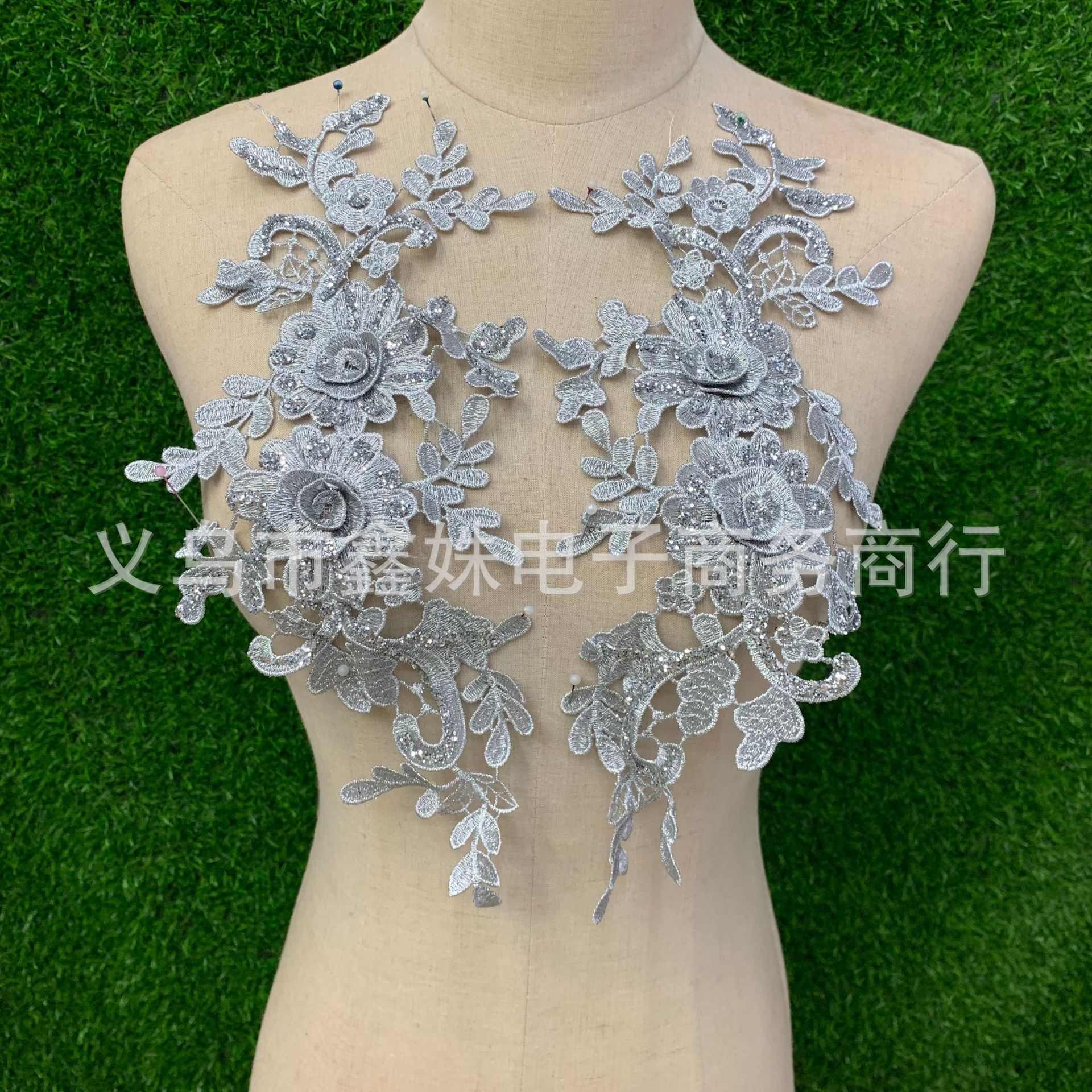 Gold thread lace accessories, rose gold sprinkled with gold powder flower, factory production discount, DIY foreign trade collar flower and corsages details Picture