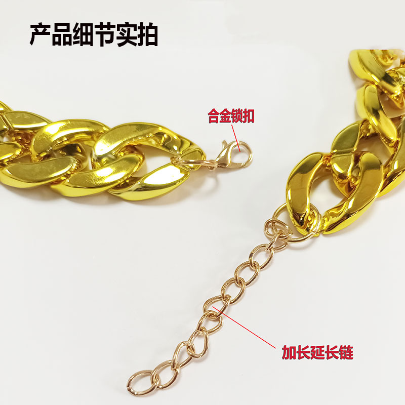 Pet large gold chain dog necklace, cat collar, high-end adjustable pet gold necklace, pet Cuban chain Specification image