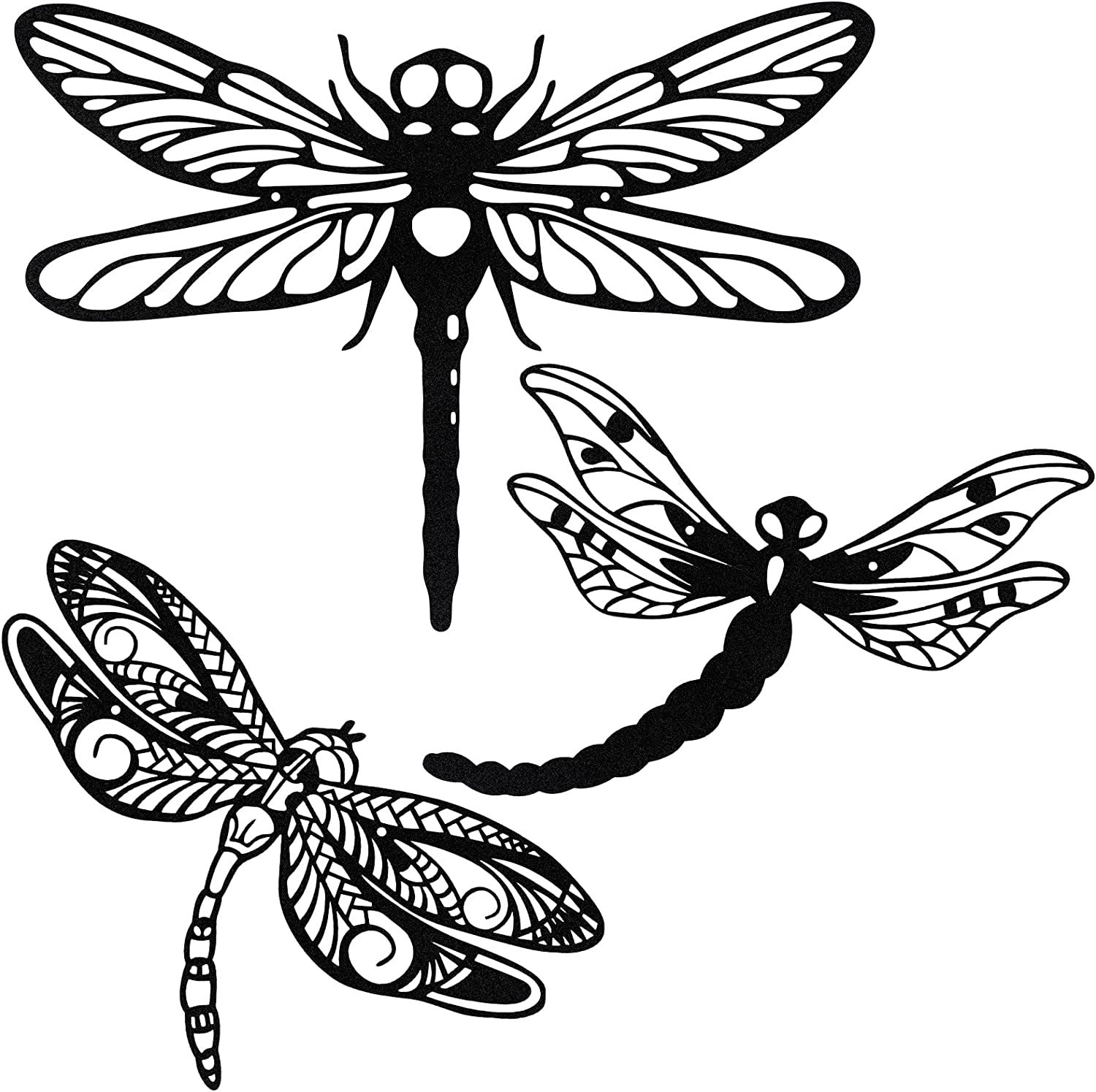 亚马逊3金属蜻蜓剪影家居墙壁装饰户外花园艺术金属栅栏悬挂雕塑详情图1