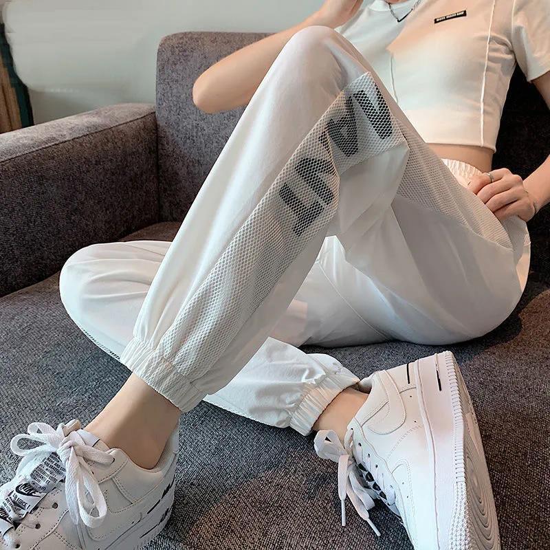 Quick-drying sport pants for women in summer, loose, tight-fitting, thin, casual 9-inch Halon mosquito repellent baggy pants for petite women details Picture