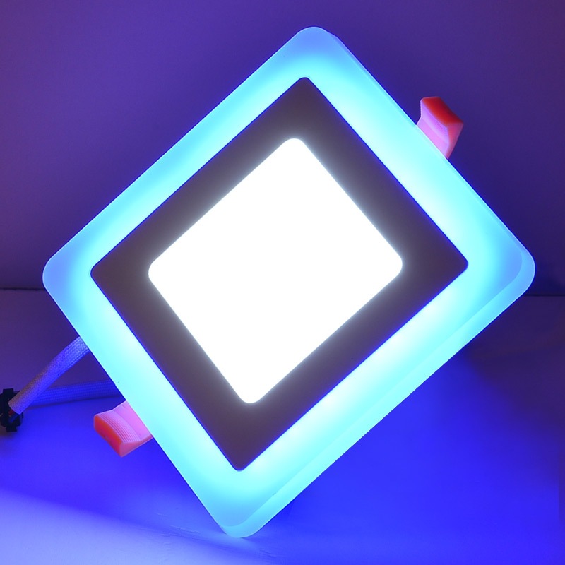 工厂直供LED双色嵌入式暗装明装圆形方形三色薄面板灯RGB带遥控器详情图3