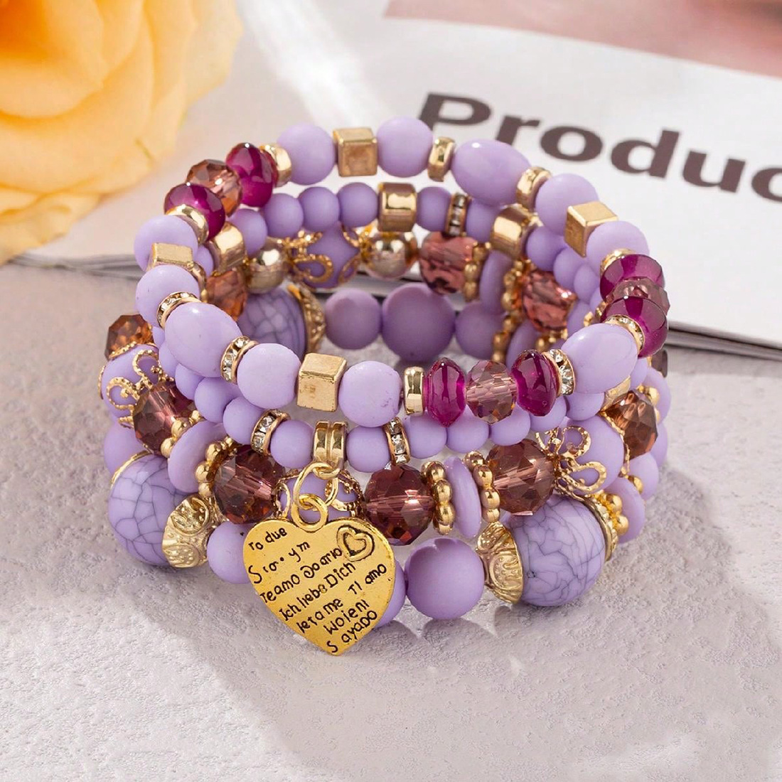 Wholesale of multi-layered crystal heart-shaped beaded women's jewelry in the Bohemian style of European and American fashion Application Scenario