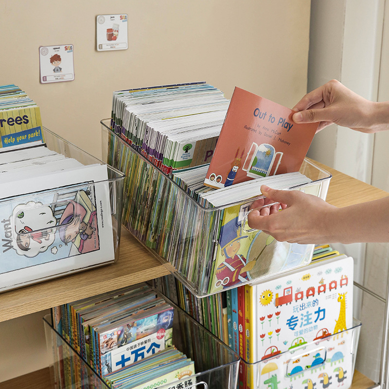 Zt1010 Storage Box Transparent Book Storage Box Children's Bookcase Bookcase Arrangement Artifact Book Box Basket Application Scenario