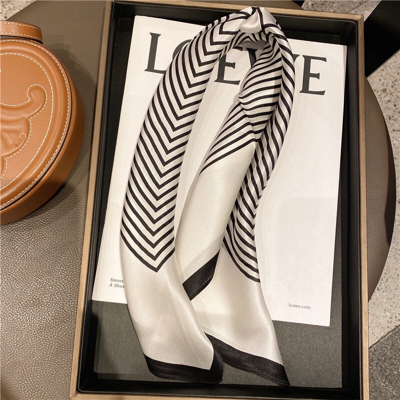 Cross-Border New Silk Scarf Female Spring And Summer Fashion Senior Sense Korean Version All Match Silk Silk Scarf Silk Square Scarf Custom Wholesale Specification drawing