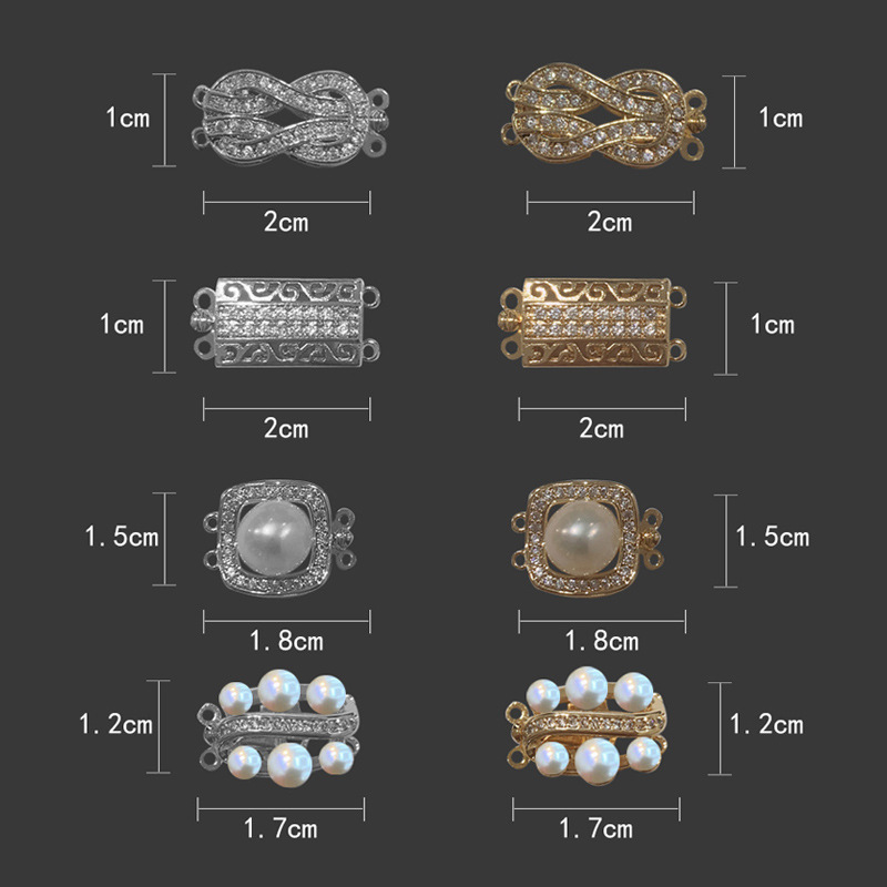 18k gold, white gold pearl necklace, bracelet, double-row pin buckle, sweater chain button, diy accessory, plug button accessory