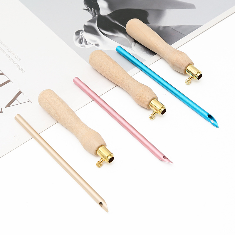 Colorful head poke pen Russian poke embroidery tool adjustable poke needle thick wool embroidery poke needle wooden poke pen details Picture