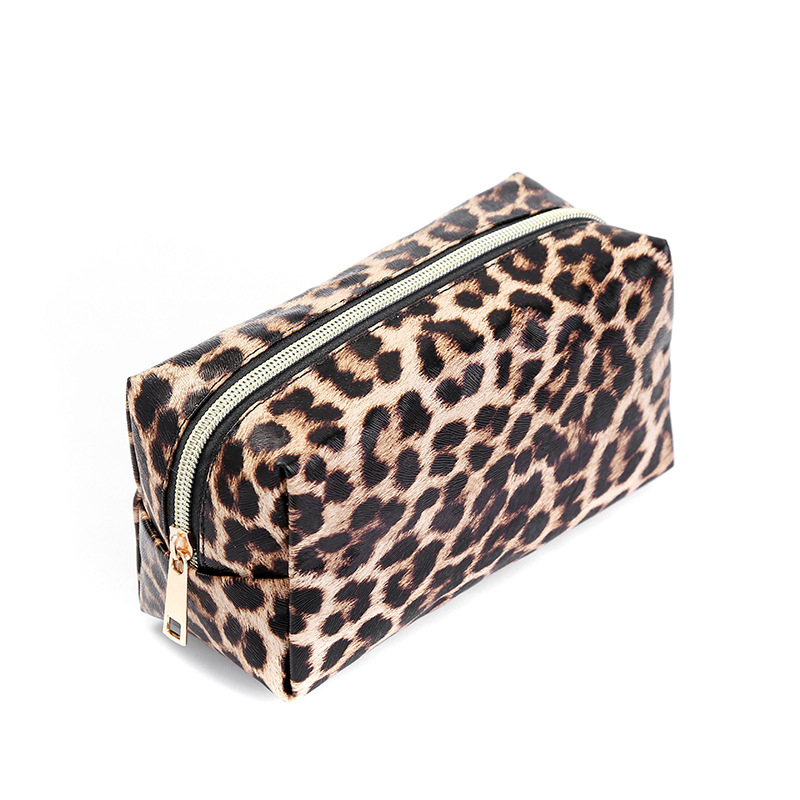 New PU leopard print hand-held cosmetic bags, home leopard print travel bags, toiletries bags, hand-held bags, and European and American fashionable storage bags Specification image