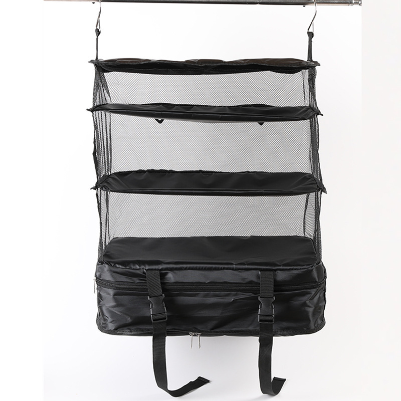 Cross-border multi-functional storage hanging bag, household clothes three-layer hanging bag, travel portable large-capacity hanging storage bag Item Picture