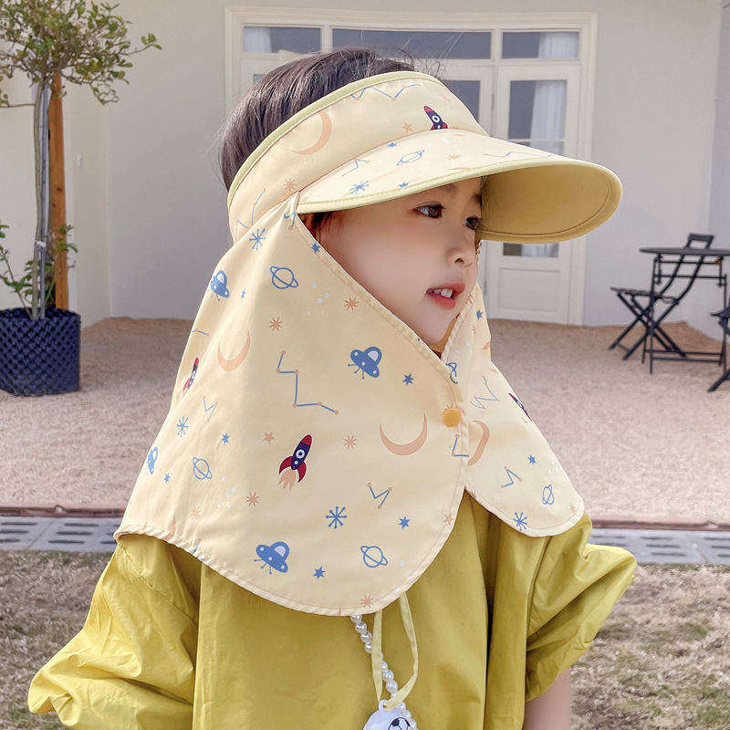 Summer new children's hats, suitable for both boys and girls, sun hats with a full brim, baby shawl sun hats details Picture