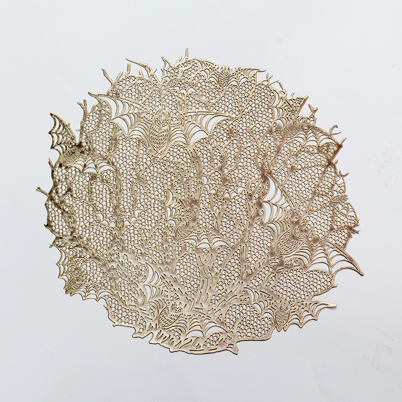 沃美 万圣节创意蝙蝠PVC餐垫 防油防水蜘蛛网隔热垫 节日氛围桌垫 一次性杯垫、盖