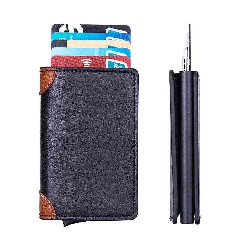 Wholesale metal automatic pop-up card holders for men and women, anti-theft card swiping clips, anti-demagnetization storage boxes, card boxes details Picture
