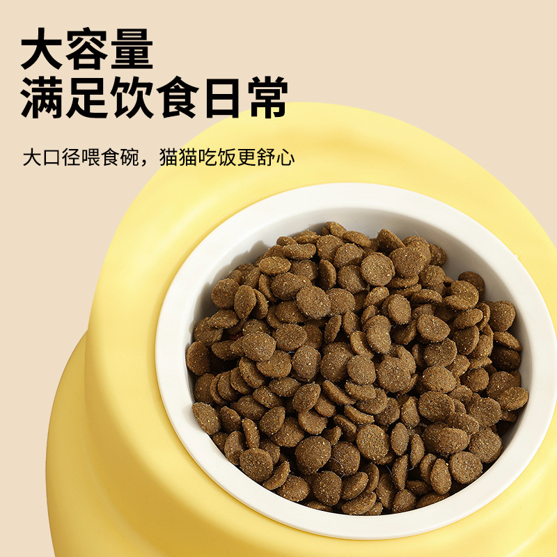 New foreign trade pet double-bowl, cat bowl, water and food integrated ceramic bowl, anti-tipping dog bowl, dog basin, cat water and feeding device details Picture