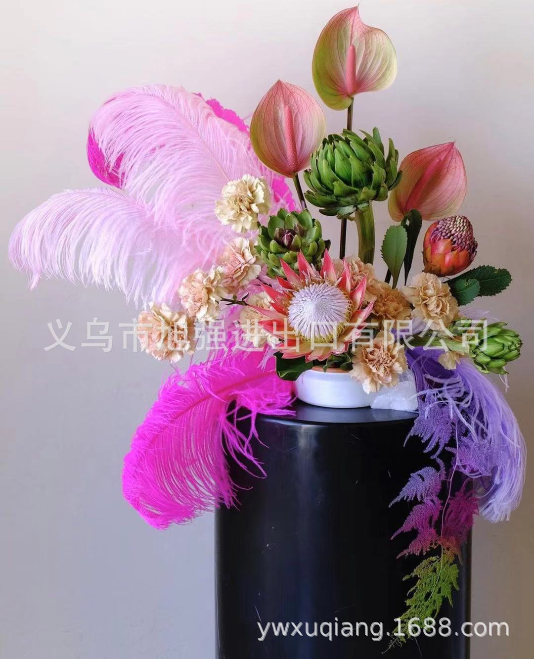 厂家直供鸵鸟毛55-60cm鸵鸟羽毛装饰羽毛婚礼插花义乌现货批