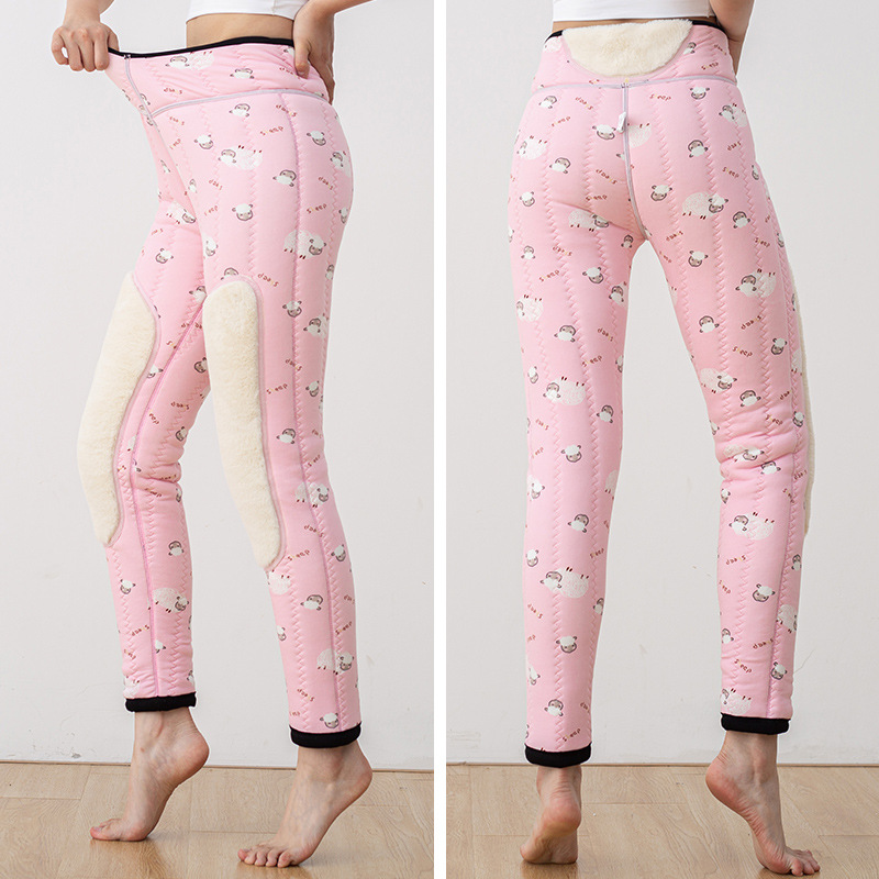 2022 New Style [Outerwear workwear] Wool leggings for women, knee and waist guards, high-waisted, slimming and warm cotton pants for autumn and winter details Picture