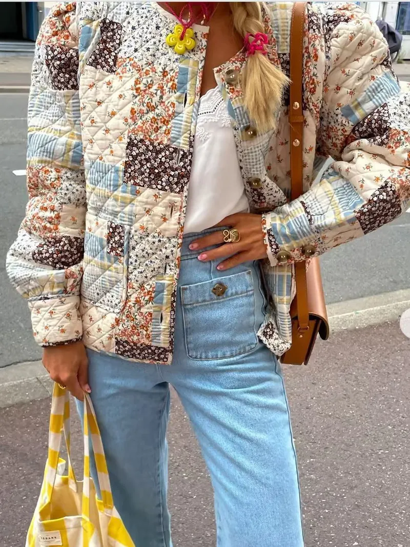 Cross-Border E-Commerce.zr Europe And The United States Printed Vintage Cotton-Coated Coat Masson Express Foreign Trade Women Chen5756