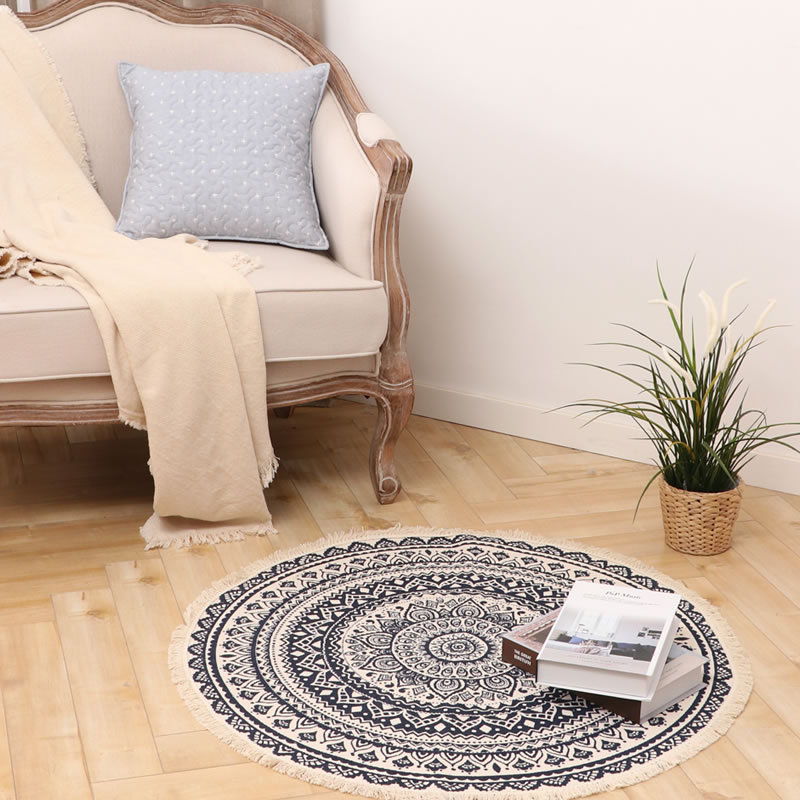 Nordic Floor Mat Home Bedroom Bed Blanket Square Round Non-Slip Carpet Study Living Room Coffee Table Hanging Basket Foot Mat Item Picture