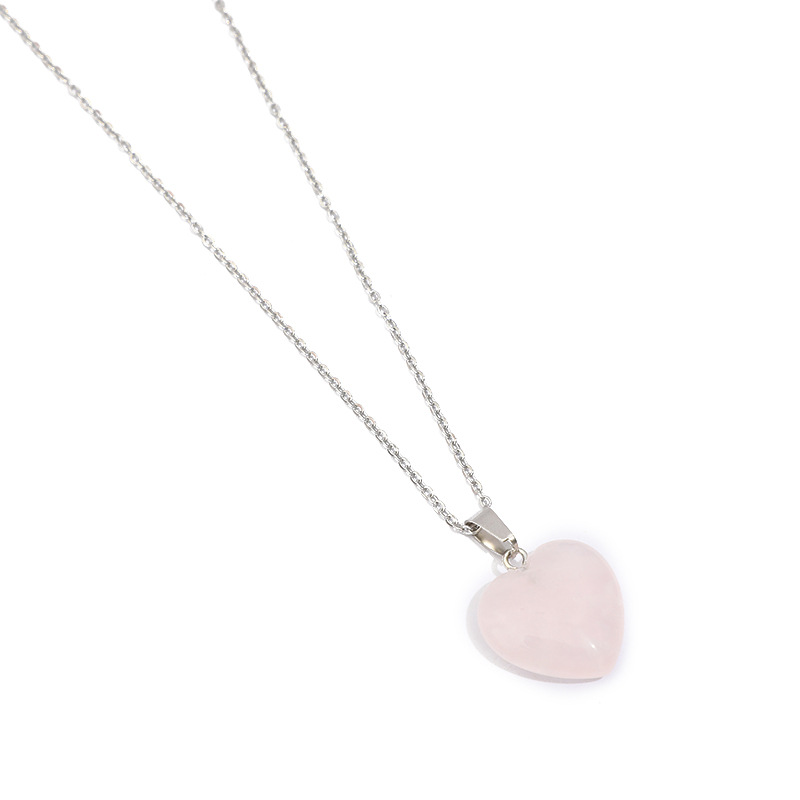 Ins Wind Glow-In-The-Dark Pendant Heart Bohemian Natural Stone Necklace European And American Style Retro Titanium Steel Chain Collar Female Item Picture