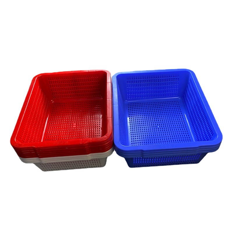 Wholesale of thickened plastic square sieves, rectangular draining storage baskets, picking and distribution baskets, and daily plastic baskets for general merchandise Item Picture