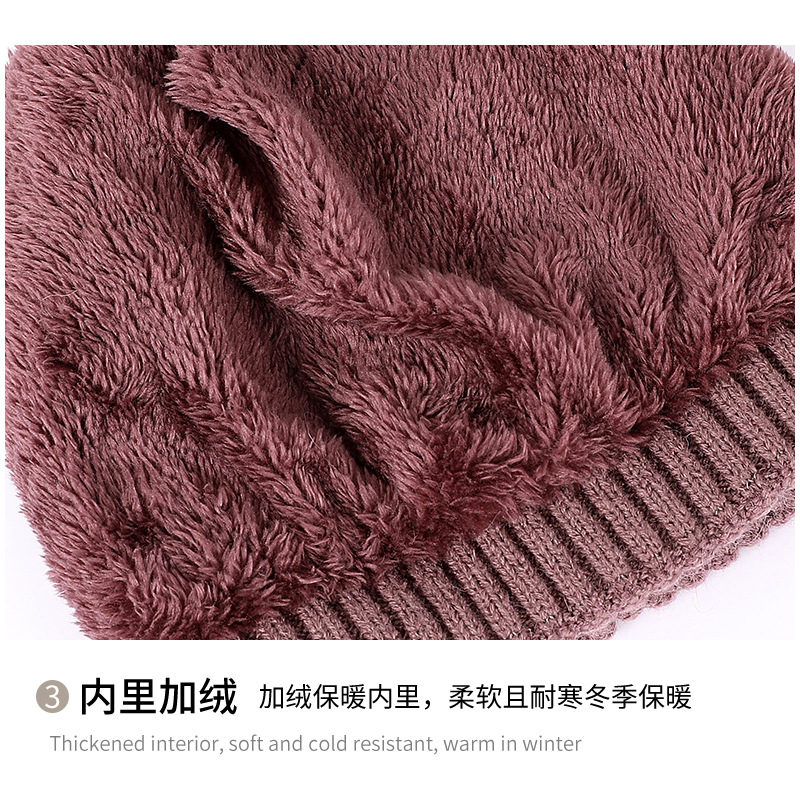 Cross-Border Hat, Gloves, Scarf, Three-Piece Alpaca Warm Knit Hat, Plus A Thick Wool Hat Specification drawing