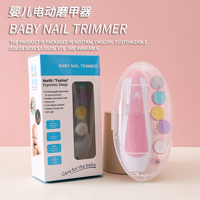 English packaging baby electric nail sharpener PP storage box, electric nail sharpener baby nail trimming tool