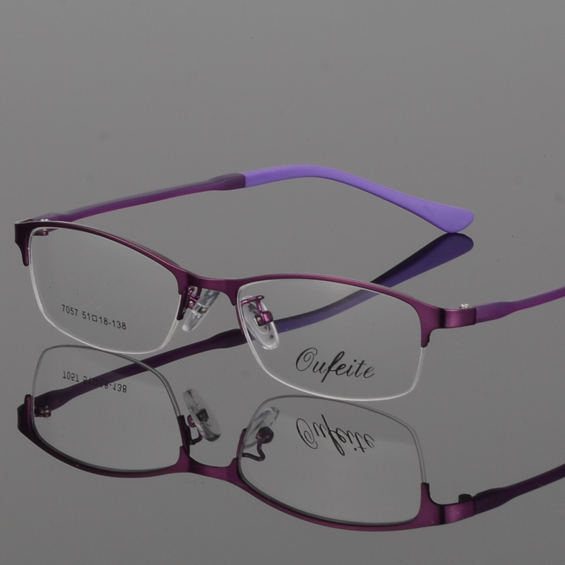 New metal frame, semi-frame women's optical glasses, wholesale from Danyang myopia glasses manufacturer details Picture