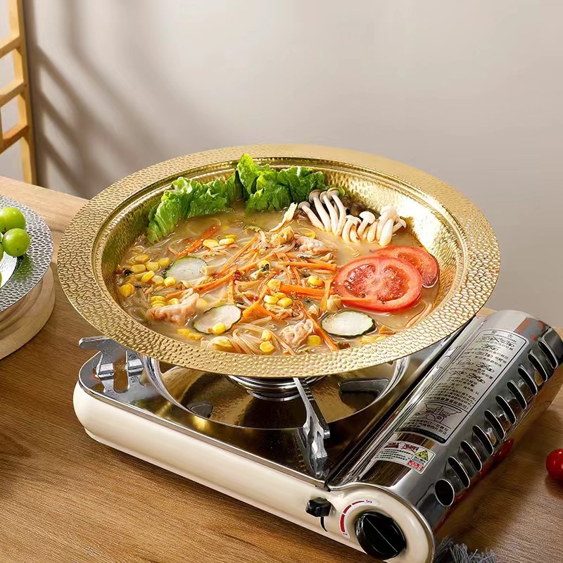 Stainless Steel Hammer Plate Stockpot Anti-Stick Deepening Crayfish Basin Dry Pot Gold Plated Snow Fresh Pot Application Scenario