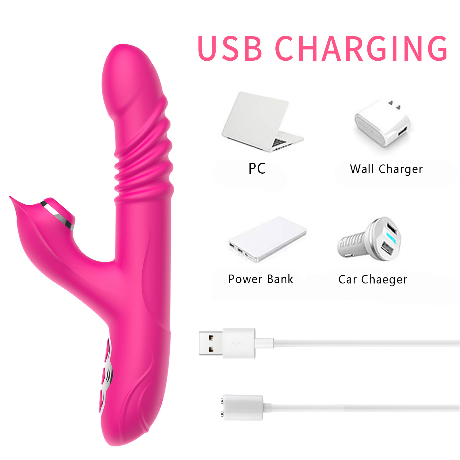 Telescopic vibration rod, double-vibration silicone telescopic masturbation device, women's instant tide vibration rod, adult sex toy Specification drawing