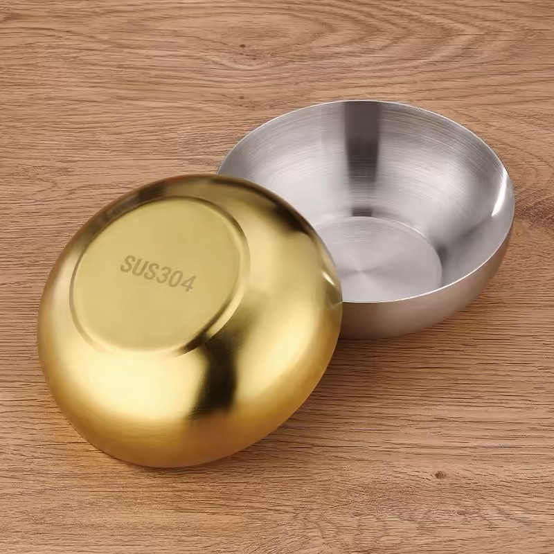 Korean-style golden cooking small bowl, 304 stainless steel cold dish tableware, kimchi rice bowl, dipping sauce, hot pot seasoning bowl details Picture
