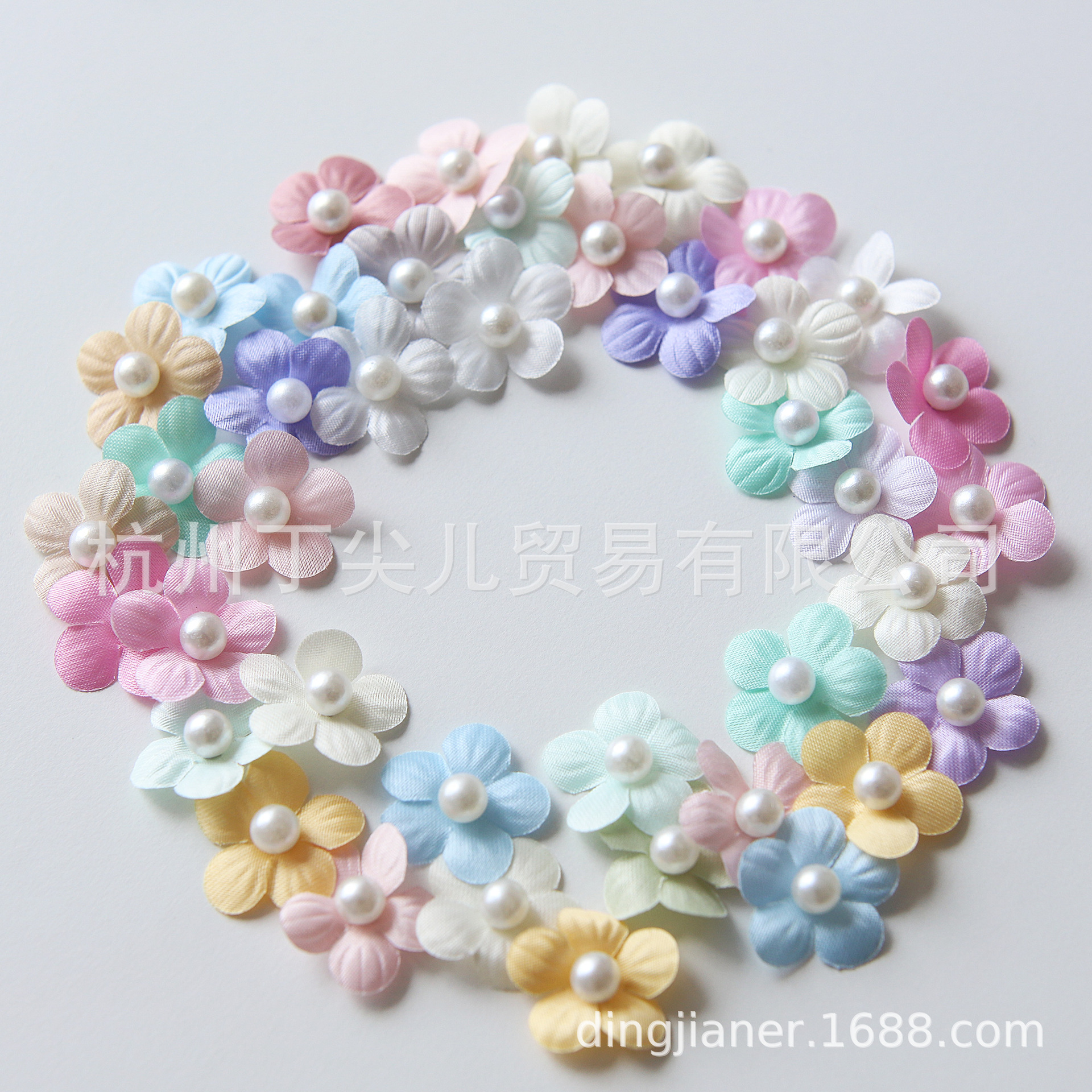 22mm钉珠缎面小花婚纱礼服娃衣发夹发饰帽子手工DIY装饰小花