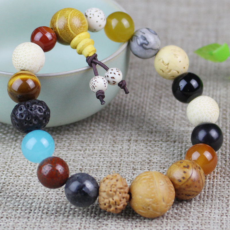 Dieciocho semillas cadena de mano hangzhou lingyin el mismo estilo doble bodhi cuentas de buda cinco generaciones hombres y mujeres pareja pulsera accesorios dieciocho hijos details Picture