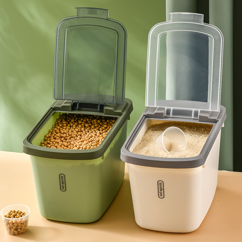 Household flip lid rice bucket, insect-proof and moisture-proof thickened rice jar, five-grain storage tank, sealed, clean and environmentally friendly rice storage bucket details Picture