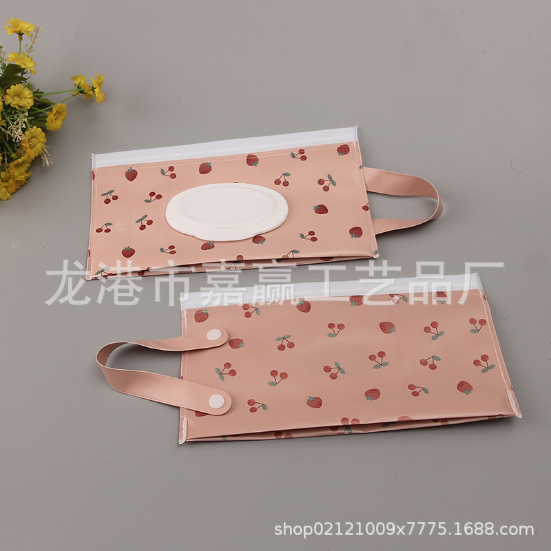 In-stock EVA hand-held wet tissue bags, pull-out flip-top makeup remover cotton bags, hand-held rope car hanging bags details Picture