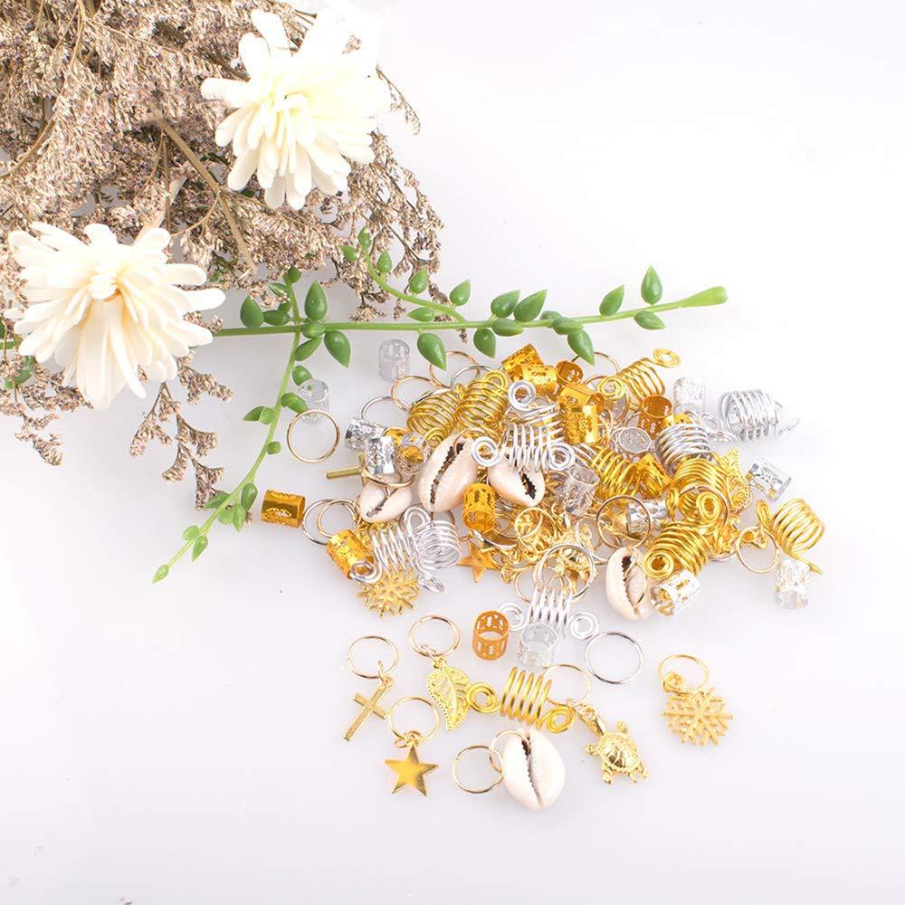African wig accessories, gold and silver colored hair extensions, hair extension rings, shell five-star alloy pendants, spring combination set Item Picture