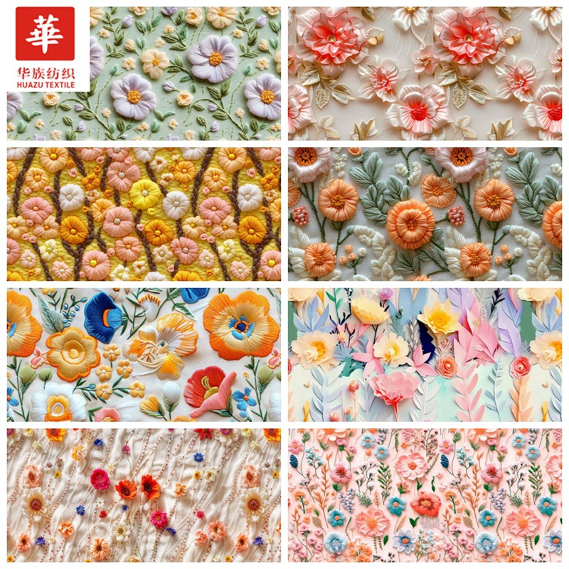 40支数码全棉印花布 立体风3D花型童装装连衣裙 箱包装饰布料现货