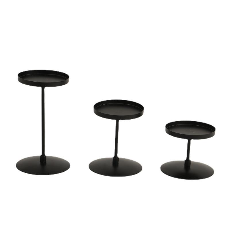 European Vintage Tray Candlestick Candle Base Amazon Cross-Border Candlestick Matte Disc Black Metal Iron Ornament Item Picture