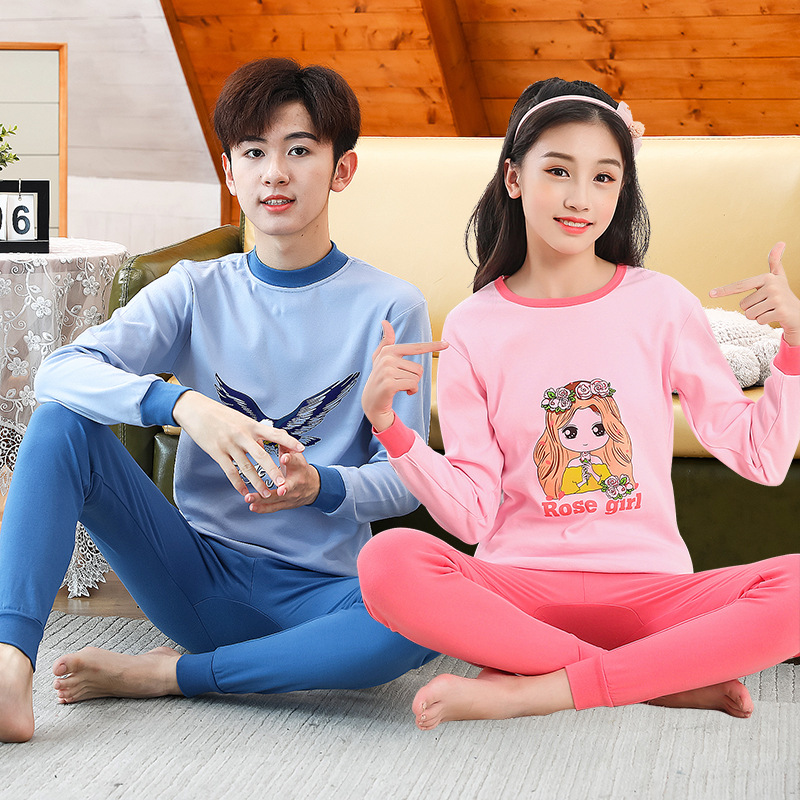 Zhongda Children's cotton underwear sets, boys' and girls' long Johns and long pants, children's clothing, middle school students' home base shirts wholesale details Picture