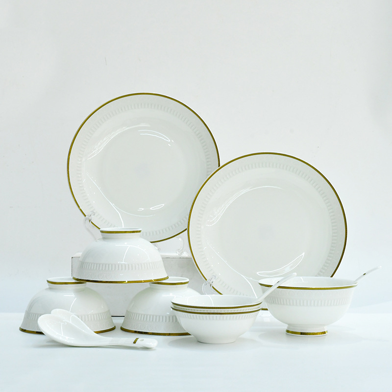 碗碟套装家用北欧碗盘组合陶瓷23头欧式金边骨瓷餐具乔迁礼品详情图3