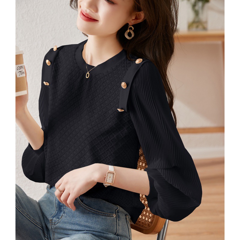 Mesh lace chiffon shirt for women's autumn collection 2023 Autumn new loose and versatile top, women's base layer mini shirt Application Scenario