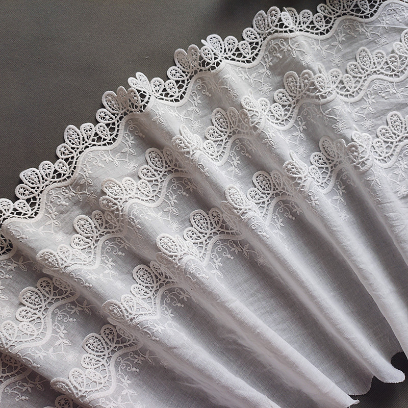 New hollowed-out pure cotton fabric with embroidered lace, handcrafted DIY clothing, home textile, decorative fabric, skirt hem, curtain accessories details Picture