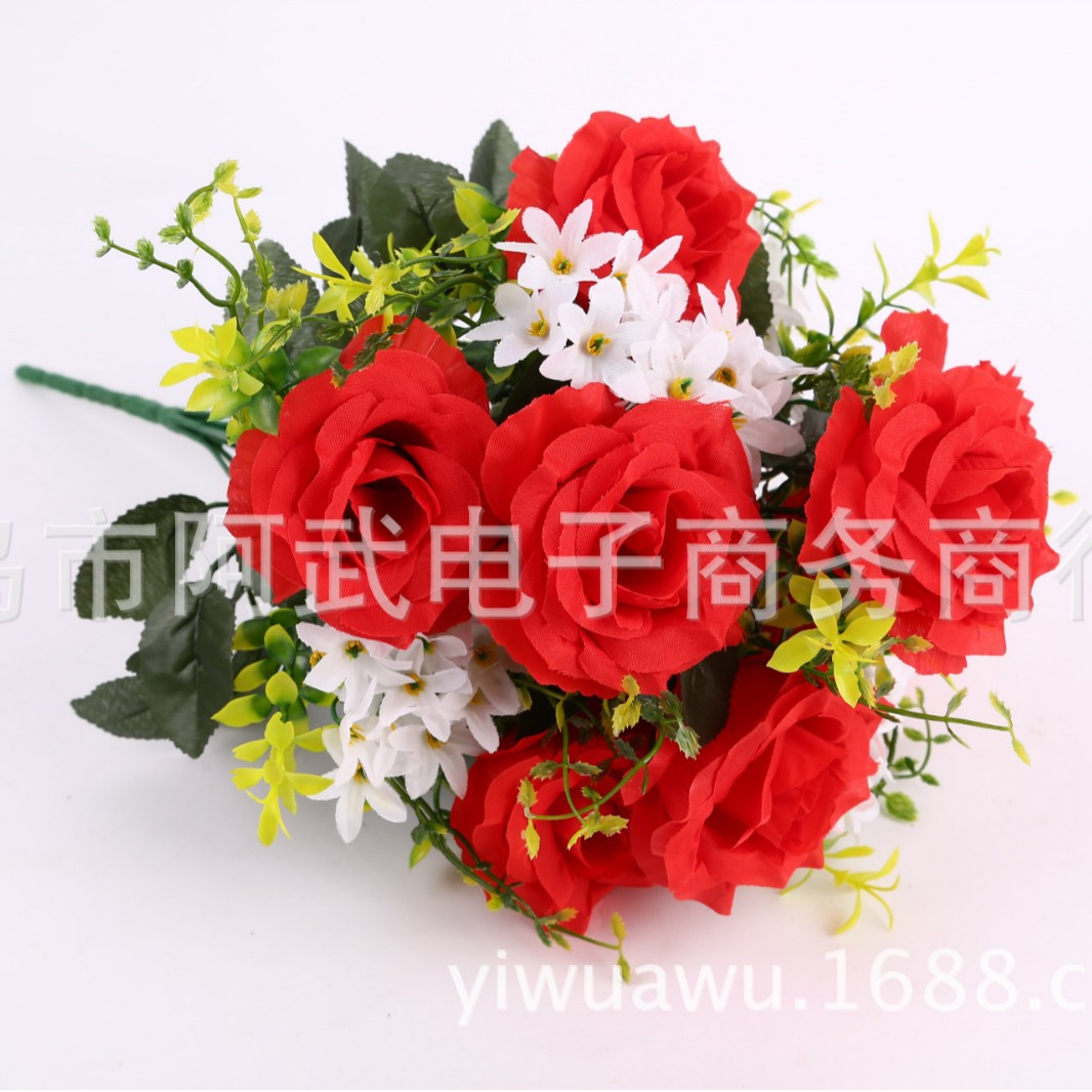 Wholesale of high-end, light luxury artificial rose flowers for indoor and outdoor landscaping, living room and home atmosphere arrangement