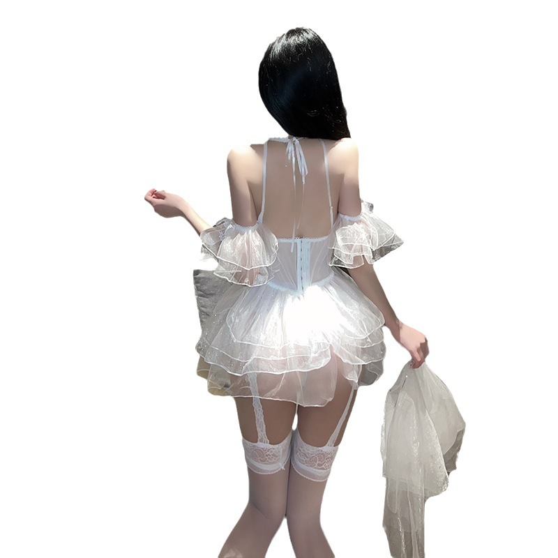 Small breasts sexy underwear gathering show big hot bridal dress cleavage pajamas lace uniform sexy pure desire passion Item Picture