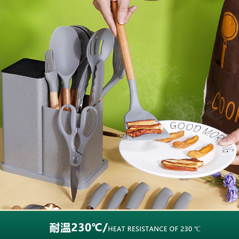 Wholesale of 19-piece sets of cross-border silicone spatulas and spoons, non-stick silicone spatulas, food-grade silicone kitchenware and knife sets details Picture
