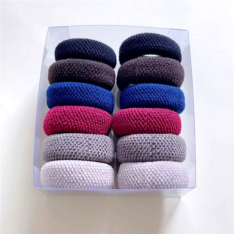 Boxed thickened and widened high-elasticity towel band, seamless fish-scale pattern hair tie, rubber band, leather cover, hair band pic 36